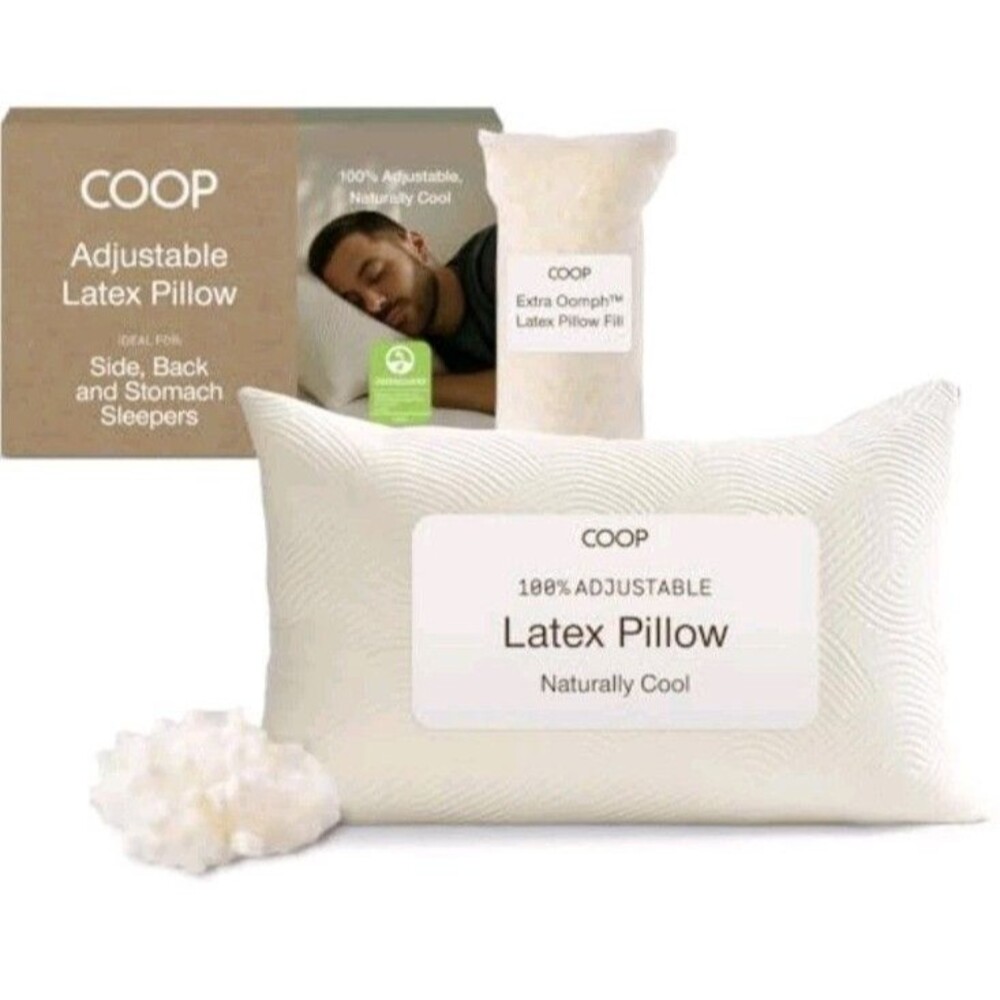 Coop Home Goods Adjustable Latex Pillow King Size Naturally Cooling Talalay NEW